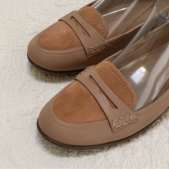 Naturalizer Finley Tan Penny Loafer Flats Sz 8 Suede Leather Round Toe Comfort - Picture 5 of 9